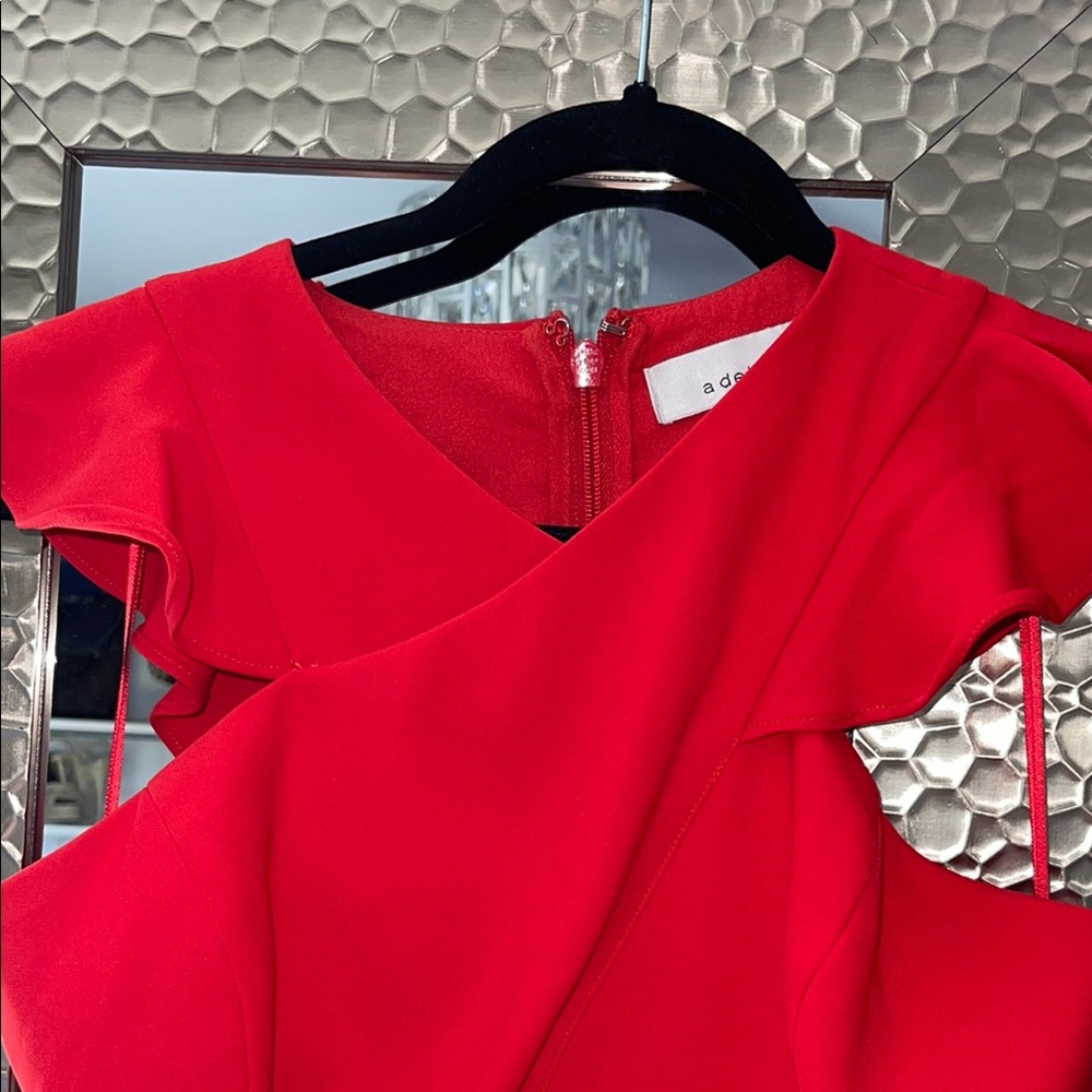 Adelyn Rae Red Asymmetrical Ruffled Cocktail Dress - Picture 3 of 7